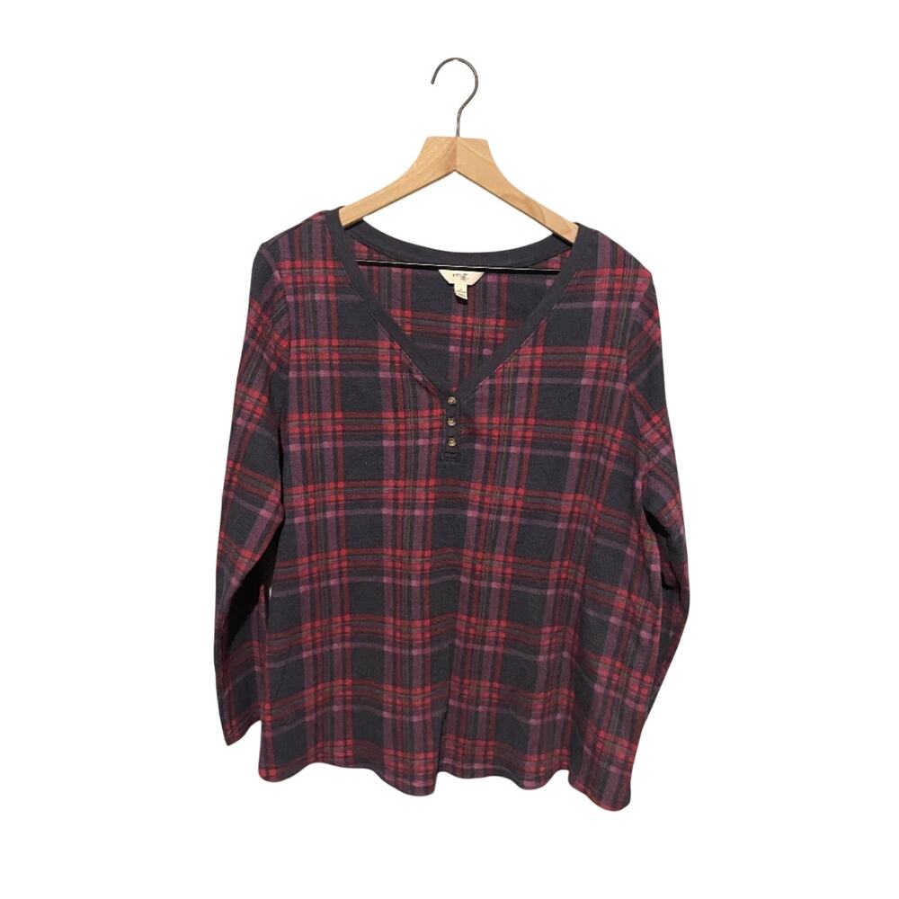 Terra sky women’s 2X long sleeved red/black check thermal